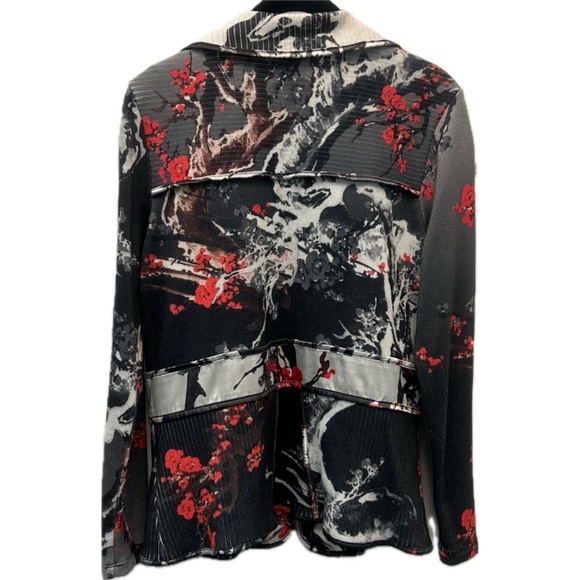 Designer Alberto Makali Bold Floral Print Women’s Stretch Blazer Size L - Picture 4 of 12